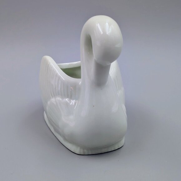 Vintage Ceramic Swan Dish | Elegant Trinket Tray | Planter Pot | Vanity Decor - Picture 3 of 8